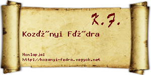 Kozányi Fédra névjegykártya