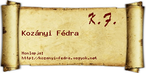 Kozányi Fédra névjegykártya